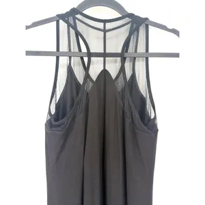 Anatomie Maxi Dress Mesh Panel Sleeveless M Black Italian Luxury Travel Slit thumbnail 8