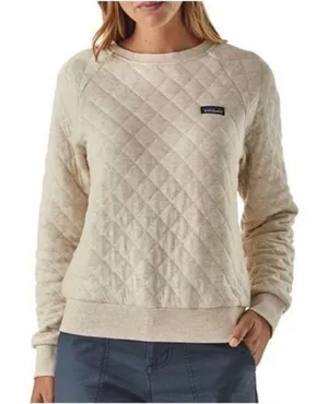 Patagonia Womens Organic Cotton Quilt Crewneck Sweatshirt Oatmeal Heather Large thumbnail 1