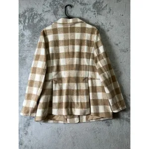 Hutch Buffalo Plaid Wool Blend Blazer Jacket Beige Cream Shacket Coat Size 1X thumbnail 3