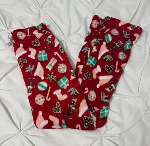 red christmas fuzzy pajama pants thumbnail 1