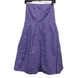 J. CREW Purple Strapless‎ Geometric Women's 10 Textured Cotton w/ Pockets Dress thumbnail 3