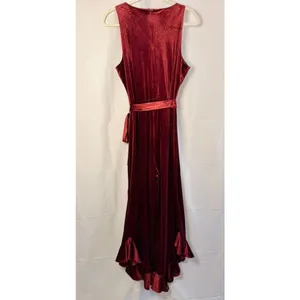 Betsey Johnson Velvet Flare-Leg Jumpsuit Burgundy Red Women's sz. 8 thumbnail 5