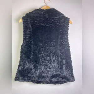 Johnny Was Pete & Greta Women’s Sz S Faux Fur Zip-Front Vest Black Cottage Y2K thumbnail 8