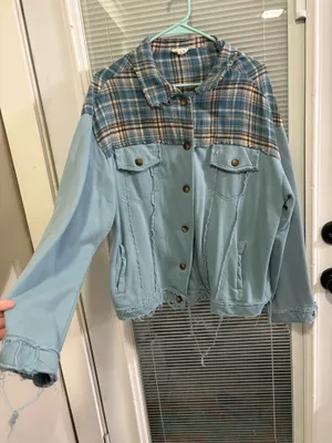 Ladies Sz small oversized POL brand Plaid shacket thumbnail 1