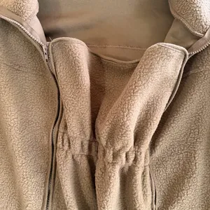 Women's Brown Fleece Style Zip Up Jacket with Zipout Infant Carrier Pocket Size thumbnail 2