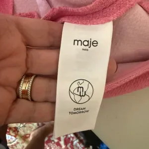 Maje Women Dress 38 Pink Braided Trim Mock Neck Sleeveless Tweed‎ Shift Pocket thumbnail 2