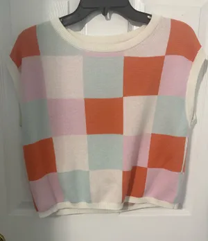 Amazon Women’s cap sleeve color block sweater thumbnail 1