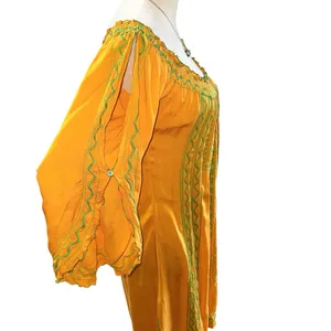 Poupette St. Barth Yellow Embroidered Off Shoulder‎ Smocked Resort Mini Dress thumbnail 6