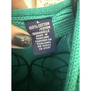 Vintage GAP Green Cardigan L Button Up Thick Chunky Preppy Yacht Yuppie knit thumbnail 3