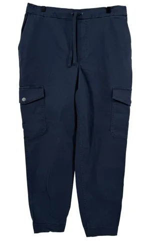 Duluth Reserve Joggers Navy Blue Women 14 Reg High Rise‎ Cargo Pants Pockets New thumbnail 1