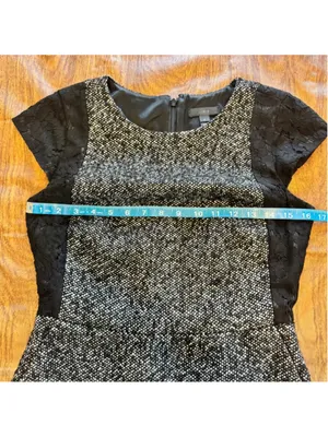 Women's J. Crew Lace and Tweed Wool Sheath Dress Size 0 Black and White thumbnail 10