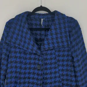 Lulu B Women's Blue Black Houndstooth Jacket Size Small Long Sleeve Button Front thumbnail 2