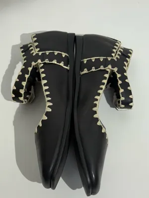 NWOB Free People Crochet Mystic Black Mary Jane Flats White Stitching Size 8.5 thumbnail 15