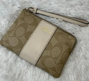 Coach Khaki Coated Canvas Wristlet thumbnail 1