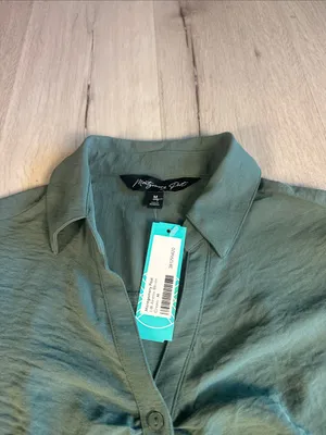 Montgomery Post Lilli Airette Blouse Green Medium NWT STITCH FIX thumbnail 7