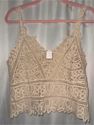 POL Crochet Lace Camisole Tank Top - Cream thumbnail 4