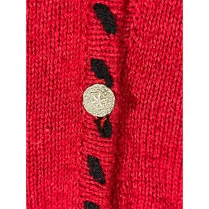 IVY Vintage Beaded Knit Sweater Vest Womens M Red Floral Whipstitch V-Neck Artsy thumbnail 3