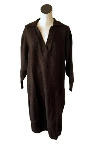 NWT H&M Knit Sweater Dress Wool Blend In Dark Brown thumbnail 8