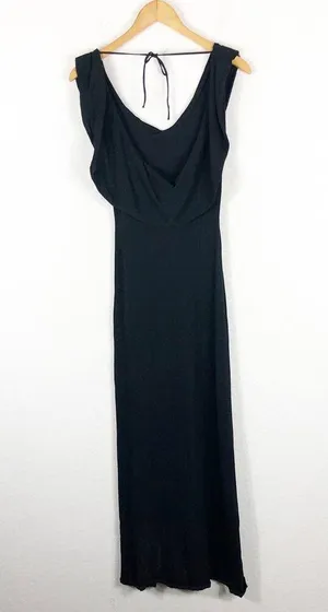 Zara Cowl Neck Black Knit Maxi Dress Small Low Back Resort Wear Minimalist thumbnail 13