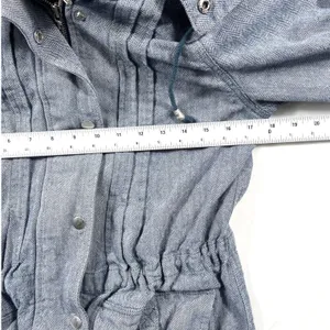 Free People Y2K Blue Herringbone Parka Jacket Size 6 Cotton Vintage Fall thumbnail 10