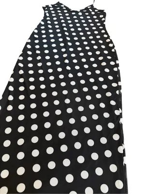 AFRM Black White Polka Dot Maxi Dress Side Slit V Neck Spotted Large Women's NWT thumbnail 5