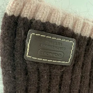 Coach Brown and Pink Cashmere Ribbed Scarf thumbnail 2