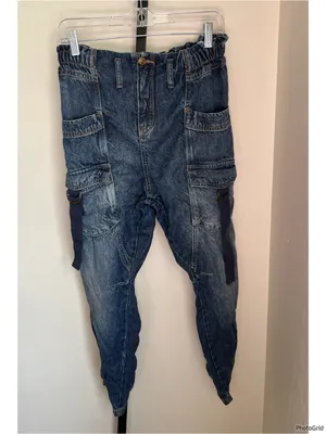Free People We The Free Hazel Dropwaist Cargo Pull On Jeans RUNS LARGE thumbnail 2