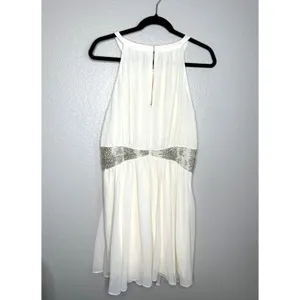 NEW Lulus Dress Womens XL White Sleeveless Silver Waist Embellished Party Formal thumbnail 10