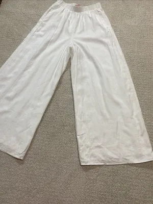 Show Me Your MuMu White Wide-Leg Linen-Blend Pants 100% Rayon Size XS thumbnail 13