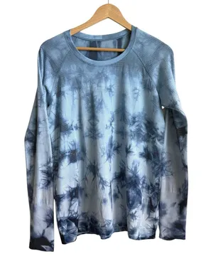 Lululemon Swiftly Tech Long Sleeve Tie Dye Thumbhole Top Blue Women's 10 thumbnail 1