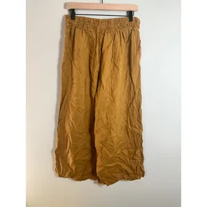 Anthropologie Somerset Pull-On Pants Linen Edition Mustard Yellow Wide Leg M thumbnail 2