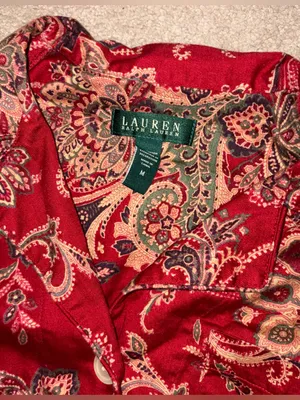 LRL Ralph Lauren Pajama Set Womens M Paisley Floral Old‎ Money Comfort Cozy thumbnail 5