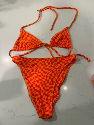 Grey Bandit Orange Geometric String Bikini - Women thumbnail 1