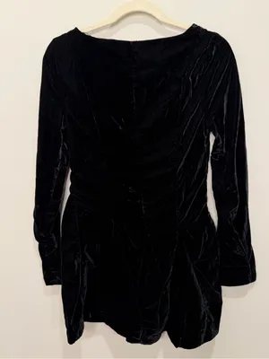 Free People Linney Velvet Minidress Black NWT Size‎ 6 thumbnail 5