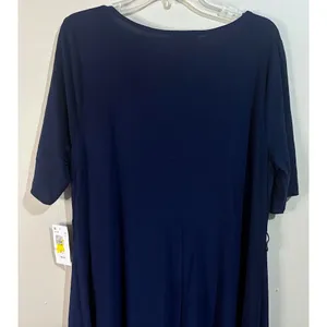 MSK Dress Women 2X Navy Blue NEW O-Ring Hardware Short Sleeve‎ Knee Length thumbnail 6