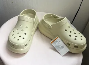CROCS Classic Platform Clogs in Light Cream thumbnail 1