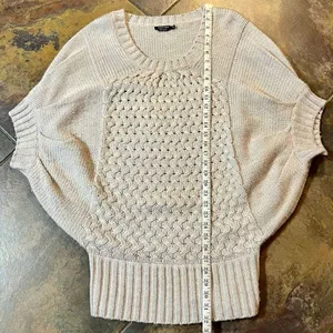 Vertigo Cream Short Sleeve Batwing Dolman Oversized Sweater Extra Small thumbnail 5