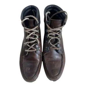 HHB Brown Boots Women Size 8.5M Moc Toe High Ankle Leather Hand Crafted Shoes thumbnail 3