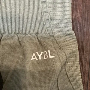 AYBL Seamless High Waisted Workout Shorts Sage Green Ribbed Activewear Small thumbnail 2