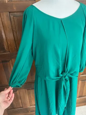Anthropologie Maeve Valparaiso Green Tie Front Chiffon Dress Size 2P‎ Petite thumbnail 3