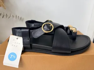 A New Day Black Toe Ring Sandals Minimalist Quiet Luxury Resort Chic Size 7.5 NWT thumbnail 2