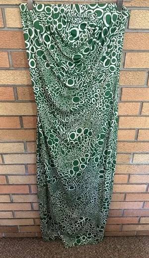 Susana Monaco Green & White Draped Sleeveless Abstract Maxi Dress Sample Piece thumbnail 1
