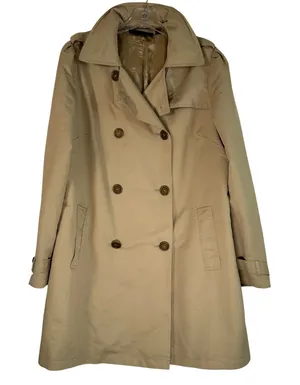 RZ Rachel Zoe Tan Khaki Double Breasted Trench Coat Jacket Womens XL Lined thumbnail 1