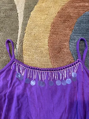 Belair Purple Hankercheif Sequin Beaded Crop Tank Top Y2K Style Vintage Junior’s thumbnail 2
