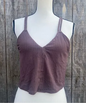 New Aerie Tank/Cami Size Large V Cut Slit Racerback Double Straps Crochet Back thumbnail 1