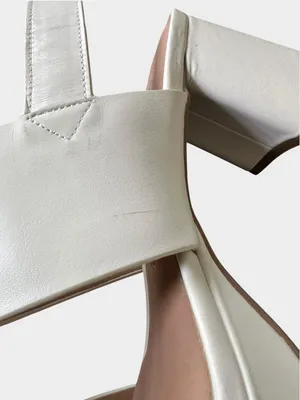 Aerosoles Camera Platform Sandals Size 10 Eggshell Leather Block Heel thumbnail 10