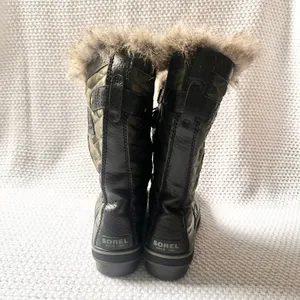 Sorel Women Tofino II Black NL-3071-371 Green Camo Fur Lined Trim Snow Boots 8 thumbnail 6