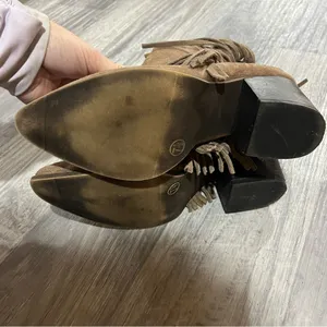Mossimo Supply Co Brown/Grey Ankle Boots w/ Fringes; 7.5 women’s thumbnail 7