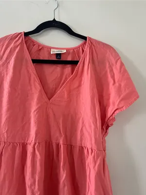 Universal Thread Coral Pink Linen Blend Tiered Mini Dress Medium Coastal Summer thumbnail 3