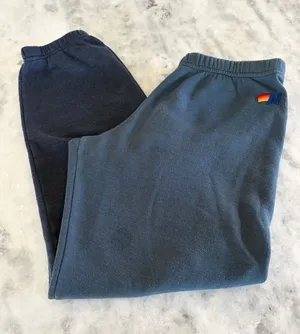 Aviator Nation Navy and Dark Blue Retro Stripe Logo Track Joggers thumbnail 1